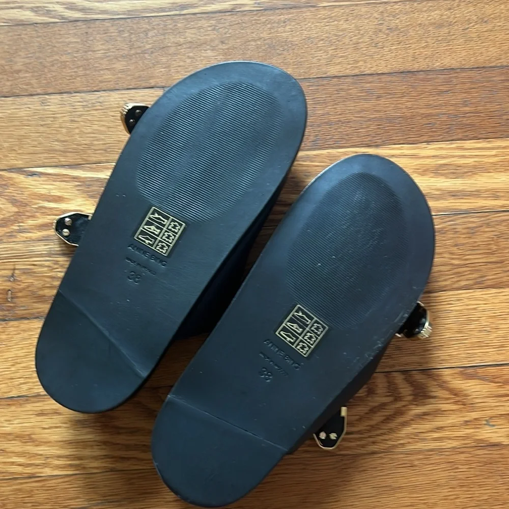 Anine Bing Fabulous Black Sandals with Gold Buckles - Picture 4 of 6